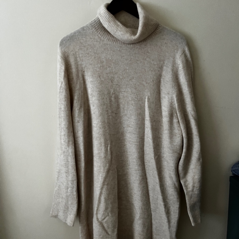 &other stories alpaca beige turtleneck sweater dress in S